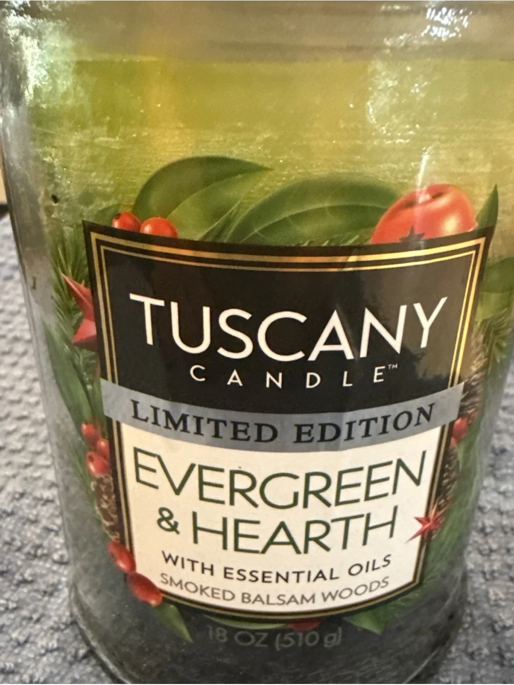 Lot of 2 Scented Candles Tuscany Evergreen & Hearth Tis The Season Jar Candles